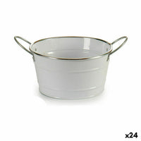 Vaso Ibergarden F60326-D Bianco Argentato Zinco Secchio 27,5 x 10,5 x 20 cm (24 Unità) - Augustea Shop