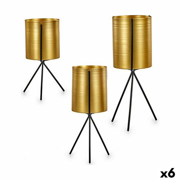 Set di vasi da fiori Nero Dorato Metallo (6 Unità) - Augustea Shop