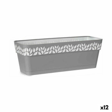 Vaso rettangolare da Balcone Stefanplast Cloe Grigio Plastica 49,5 x 17 x 19 cm (12 Unità)