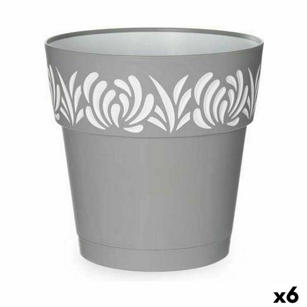 Vaso Autoirrigante Stefanplast Gaia Grigio Plastica 25 x 25 x 25 cm (6 Unità) - Augustea Shop
