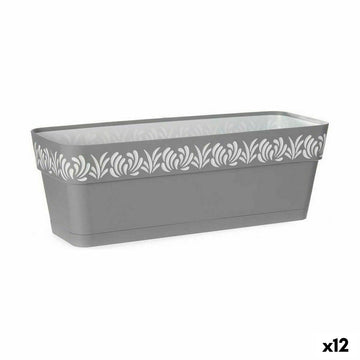 Vaso rettangolare da Balcone Stefanplast Gaia Grigio Plastica 49,5 x 17 x 19 cm (12 Unità)