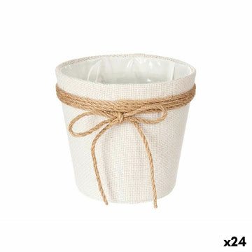 Vaso Ibergarden Bianco Marrone Stoffa Fiocco 16 x 15 x 16 cm 16 x 15 x 17 cm (24 Unità)