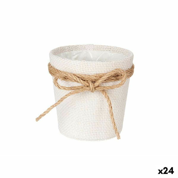 Vaso Ibergarden 86455 Bianco Marrone Stoffa Fiocco 11 x 10,5 x 11 cm (24 Unità) - Augustea Shop