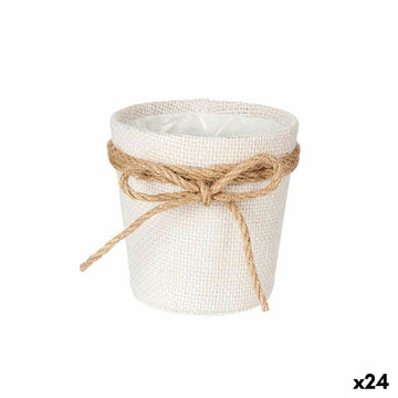 Vaso Ibergarden Bianco Marrone Stoffa Fiocco 11 x 11 x 12 cm 11 x 10,5 x 11 cm (24 Unità)