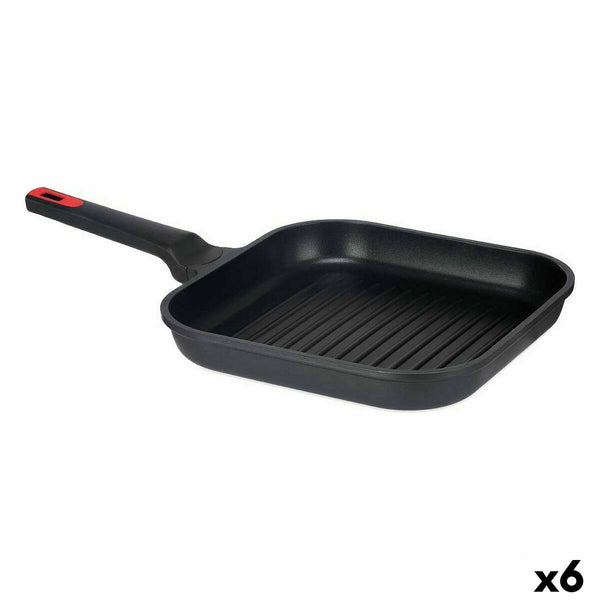 Padella griglia strisce Kinvara 77781 Nero Alluminio Bachelite 28 x 28 cm (6 Unità) - Augustea Shop