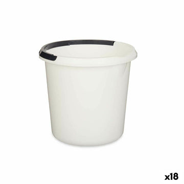 Secchio con Manico Bianco Antracite 10 L 30 x 28,5 x 30 cm (18 Unità)