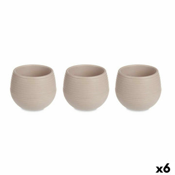 Set of pots Ibergarden Taupe Plastic 12 x 12 x 11 cm 38 x 11 x 12,5 cm (6 Units)