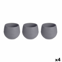 Set di Vasi Ibergarden ES0501102S3 Antracite Plastica 16,5 x 16,5 x 14,5 cm (4 Unità) - Augustea Shop