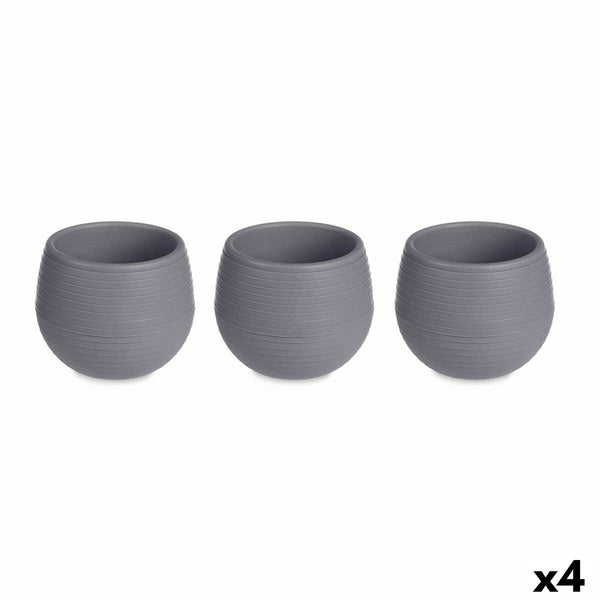 Set di Vasi Ibergarden ES0501102S3 Antracite Plastica 16,5 x 16,5 x 14,5 cm (4 Unità) - Augustea Shop