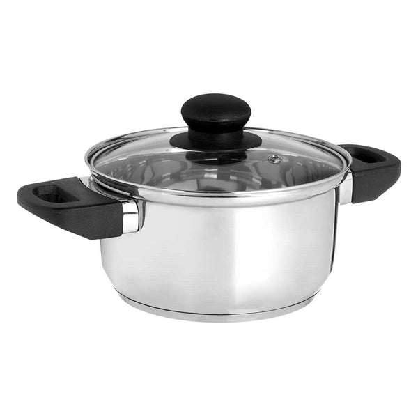 Casseruola con coperchio in vetro Kinvara 16689B Argentato 1,8 L 28 x 9 x 18 cm (6 Unità) - Augustea Shop