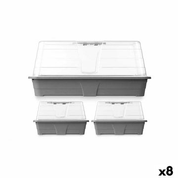Set di Serre Ibergarden Grigio Trasparente Plastica 38,4 x 17 x 24 cm 38,4 x 18 x 24 cm 38,4 x 24,7 x 20 cm (8 Unità)