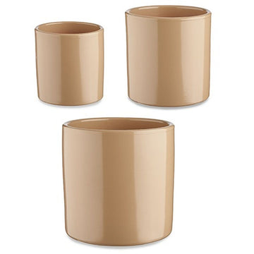 Set di Vasi Ibergarden Beige Argilla Cilindro Ø 14 cm Ø 22 cm Ø 17 cm 22 x 19 x 22 cm 3 Pezzi