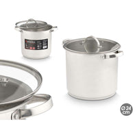 Casseruola con coperchio in vetro Kinvara 17396 Argentato 31 x 25 x 24 cm Induzione (4 Unità) - Augustea Shop