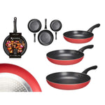 Set di padelle Kinvara 2 Nero Rosso Alluminio Bachelite 20 x 4 cm 28 x 5 cm 24 x 4,5 cm (6 Unità) - Augustea Shop