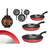 Set di padelle Kinvara 2 Nero Rosso Alluminio Bachelite 20 x 4 cm 28 x 5 cm 24 x 4,5 cm (6 Unità) - Augustea Shop