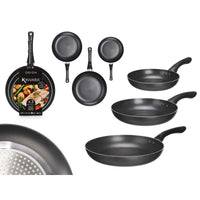 Set di padelle Kinvara 1 Nero Alluminio Bachelite 20 x 4 cm 28 x 5 cm 24 x 4,5 cm (6 Unità) - Augustea Shop