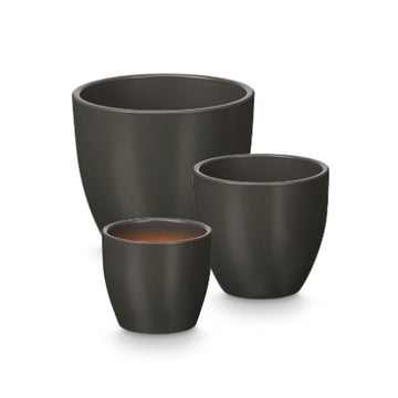 Set of pots Ibergarden Anthracite Clay Ø 14 cm Ø 22 cm Ø 17 cm 3 Pieces