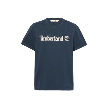 Maglia a Maniche Corte Uomo Timberland Kennebec River Camo Linear Logo Azzurro
