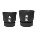 Set di Vasi Elho Nero Plastica Rotondo 2 Pezzi