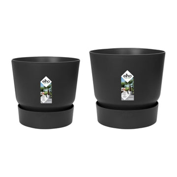 Set di Vasi Elho Nero Plastica Rotondo 2 Pezzi