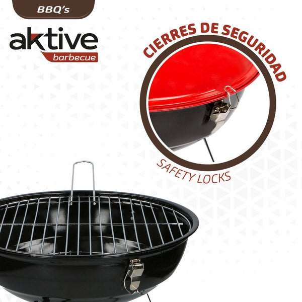 Barbecue Portatile Aktive Metallo smaltato Ø 36 cm 36 x 44 x 36 cm (4 Unità) Rosso - Augustea Shop