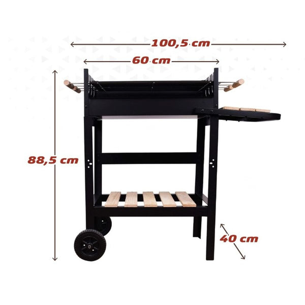 Barbecue a Carboni con Ruote Aktive Metallo smaltato 100,5 x 88,5 x 40 cm Nero - Augustea Shop