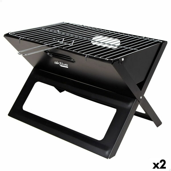 Barbecue Portatile Aktive Nero Acciaio Ferro 45 x 30 x 29 cm - Augustea Shop