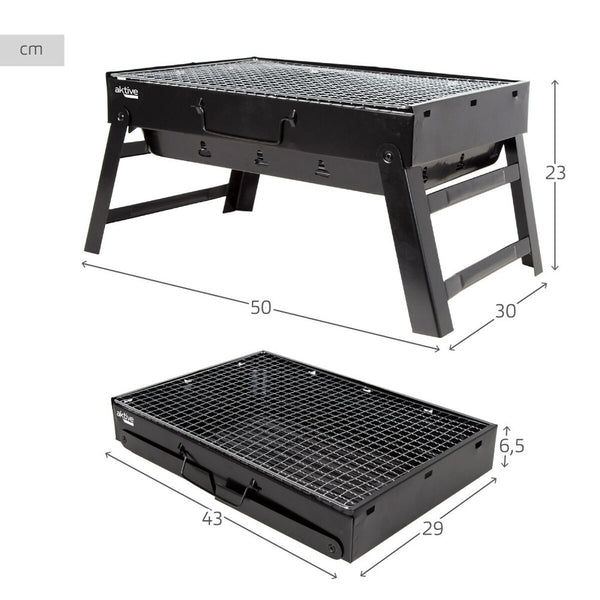 Barbecue Portatile Aktive Rettangolare Nero 50 x 23 x 30 cm (2 Unità) - Augustea Shop