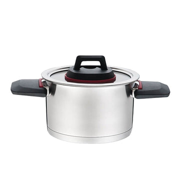 Pentola con Coperchio Feel Maestro  MR-3530-20 Nero Rosso Acciaio Acciaio inossidabile Plastica Ø 20 cm 3,2 L