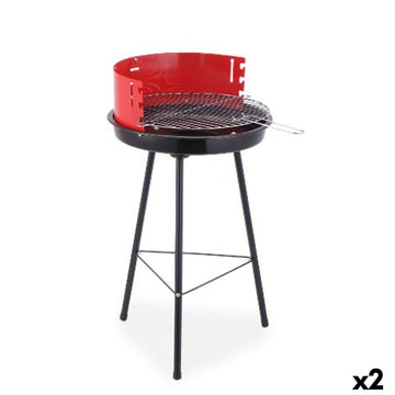 Charcoal Barbecue with Stand Algon Black Red 42 x 76,5 cm (2 Units)