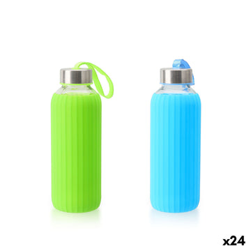 Bottiglia d'acqua Bewinner Vetro Silicone 400 ml 7 x 7 x 19,8 cm (24 Unità)