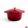 Casseruola con coperchio Bidasoa Fierro Rosso Ø 24 cm 3,7 L (2 Unità)