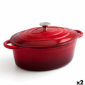 Casseruola con coperchio Bidasoa Fierro Rosso 4,3 L 30 x 23 cm (2 Unità)