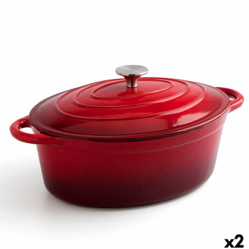 Casseruola con coperchio Bidasoa Fierro Rosso 4,3 L 30 x 23 cm (2 Unità)