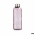 Water bottle Quid Velvet Pink Glass 1 L (12 Units)