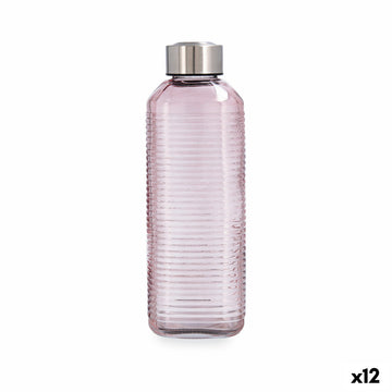 Water bottle Quid Velvet Pink Glass 1 L (12 Units)