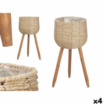 Vaso con supporto Ibergarden JH22607 L Marrone Carta Plastica Fibra naturale 35 x 56 x 35 cm (4 Unità)