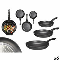 Set di padelle Kinvara 1 Nero Alluminio Bachelite 20 x 4 cm 28 x 5 cm 24 x 4,5 cm (6 Unità) - Augustea Shop