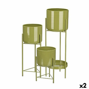 Set di vasi da fiori Gift Decor Verde Ferro 3 Pezzi (2 Unità)