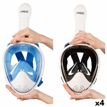 Maschera da Snorkel con Supporto per Fotocamera Sportiva AquaSport Azzurro Bianco (4 Unità)