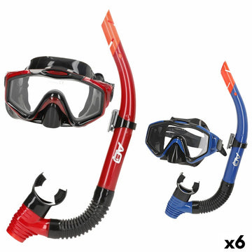 Occhialini da Snorkeling e Boccaglio AquaSport Azzurro Rosso (6 Unità)