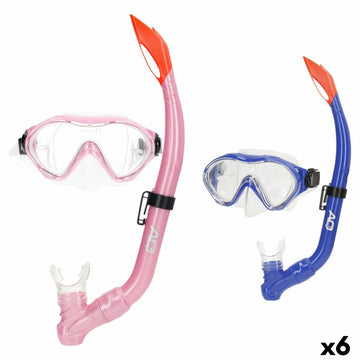 Occhialini da Snorkeling e Boccaglio AquaSport Azzurro Rosa (6 Unità)