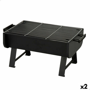 Barbecue Portable Aktive Steel 45 x 25 x 30 cm Black (2 Units)
